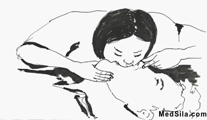 Плотное прижатие губ ко рту пострадавшего